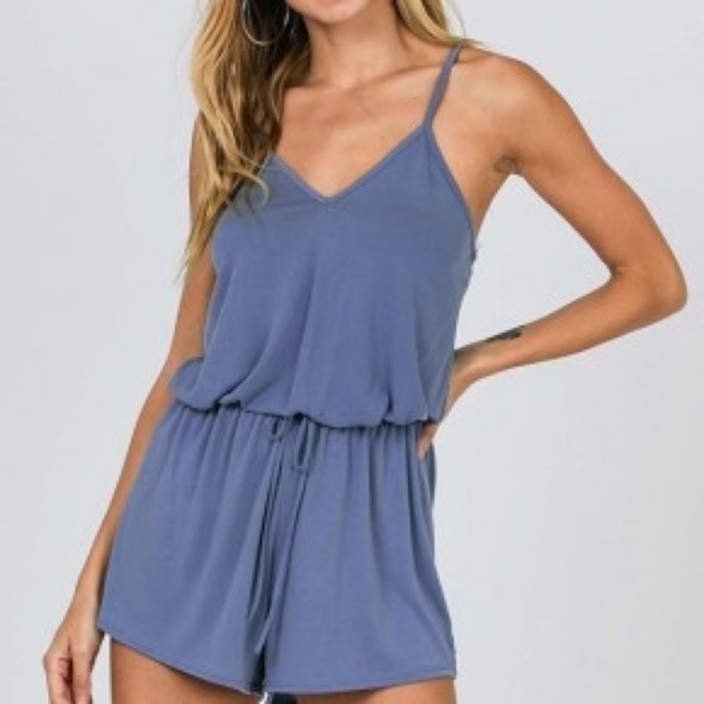 Romp all day romper in blue